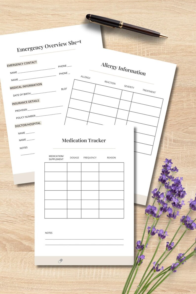 Emergency Contact Info Kit - Printable for Families and Caregivers - 4 ...