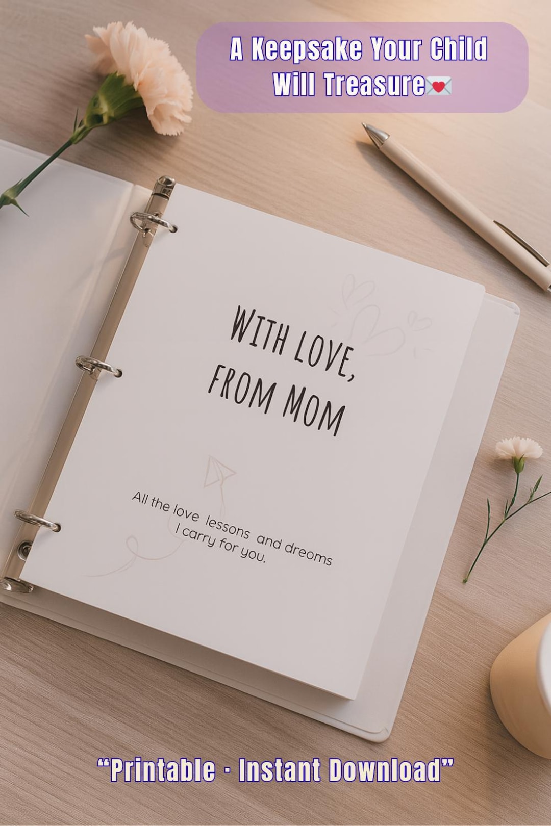 Mother to Child Memory Journal Printable | Letters From Mom Keepsake ...