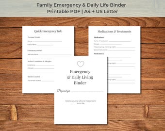 Carpeta de emergencia familiar: Organizador PDF imprimible (A4 + Carta EE. UU.)