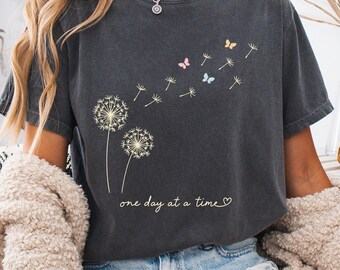 One Day At A Time PNG: Dandelion Butterfly Quote (Digital Download)