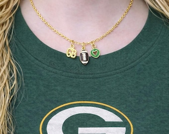 Green Bay Packers Charm Necklace  Football NFL Cheesehead