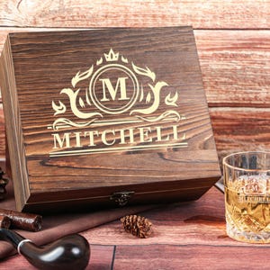 Personalized Whiskey Glass Set with Wooden Box,Whiskey Stone Set,Boyfriend Gift, Gifts for Men,Housewarming Gift,Anniversary Gift For Him