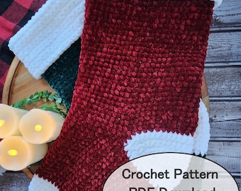 Patrón de media navideña de crochet en PDF