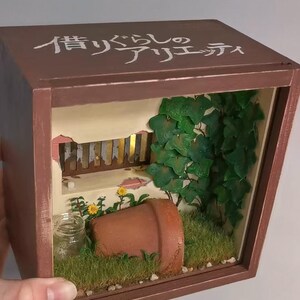 Arrietty Diorama Miniature Secret World Night Light Box, Ghibli Inspired Garden Scene image 7