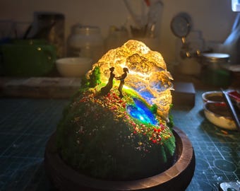 Romantic Lighting | Howl's Moving Castle Diorama: Glowing Cloud, Ghibli Inspired Glass Dome