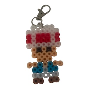 Toad Perler Bead Keychain | Handmade Mario-Inspired Pixel; Art Accessory