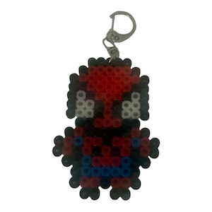 Mini Spider-Man Perler Bead Keychain - Handmade Pixel Art Hero
