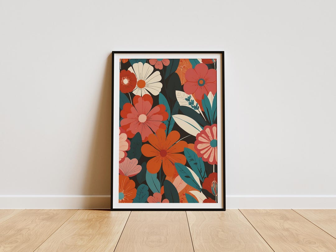 Vintage Flower Power Poster | Retro Botanical Print | 70s Wall Decor - Etsy