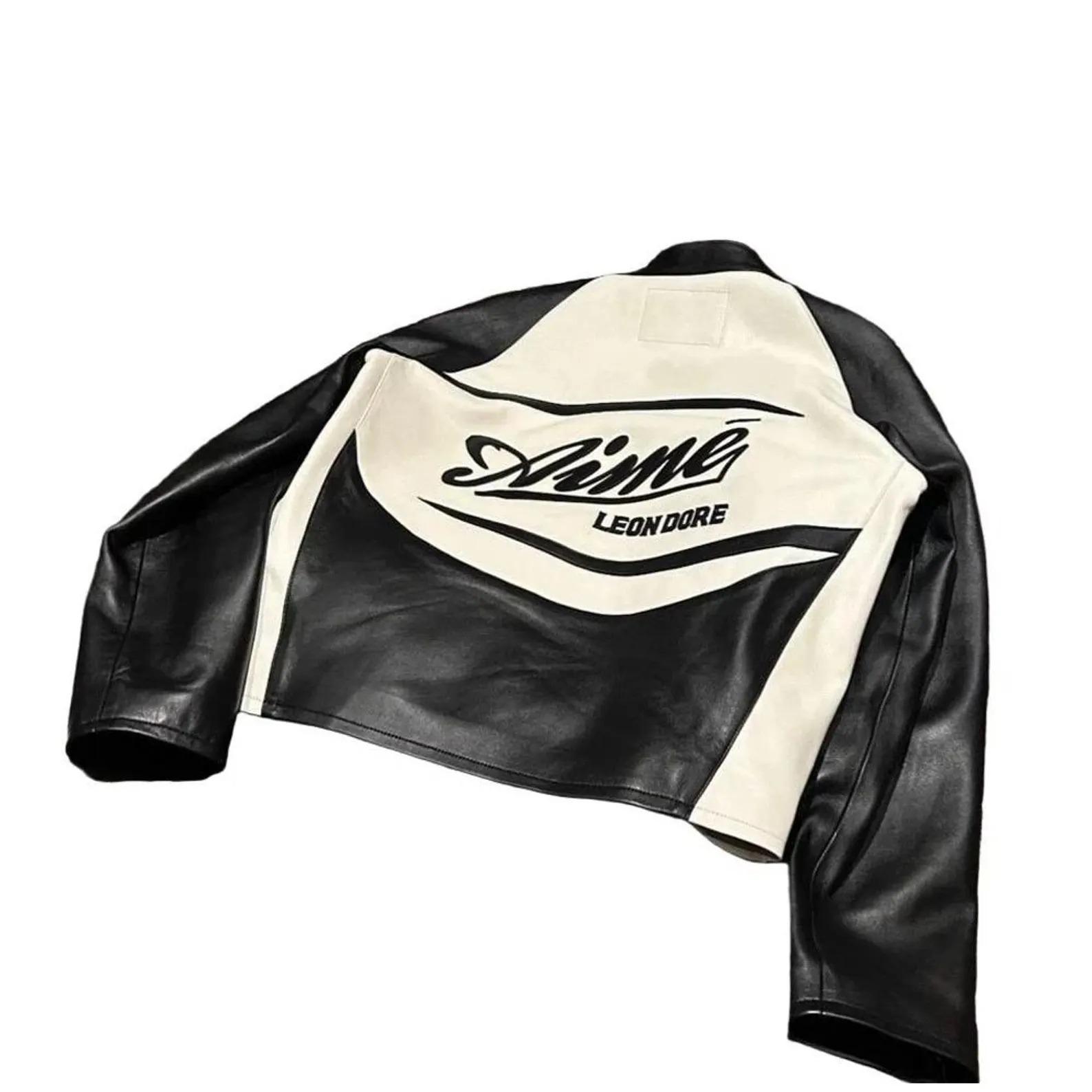 Aime Leon Dore Leather Café Racer Jacket Black or White Motorcycle