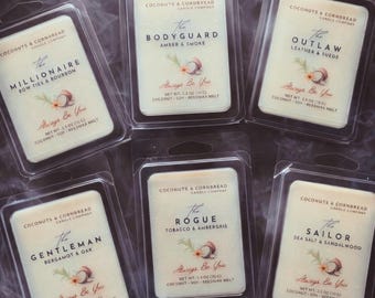 Ceras fundidas con aroma masculino / Coco, soja y cera de abejas / Vertidas a mano / Fragancia duradera