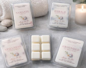 Ceras derretidas para spa / Coco, soja y cera de abejas / Fragancia relajante para el hogar / Aromaterapia / Cuidado personal / Vertido a mano / Fragancia duradera