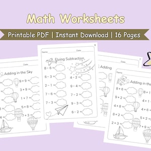 Math Worksheets: Addition & Subtraction Practice - Ages 3-6 (Printable PDF)