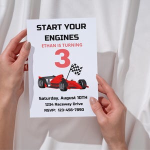 Race Car Birthday Invitation Red Start Your Engines Red Sports Car Any Age Birthday Invitation Editable Digital Template INSTANT DOWNLOAD