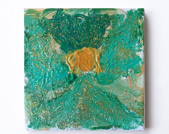 Originele afbeelding van de engel "Aartsengel Rafaël" | Beschermengel | Engelenmuurdecoratie in groen | Kunstwerk | Decoratie | Engel aan je zijde | Genezende engel