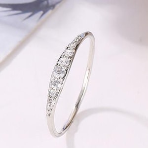 Dainty Moissanite Stacking Ring: Sterling Silver or 14K Gold
