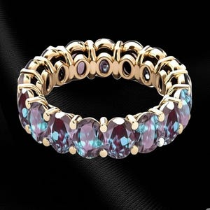 Alexandrite Eternity Band For Women Vintage Alexandrite Wedding Band 14k Gold Alexandrite Bridal Eternity Band Anniversary Gift For Women