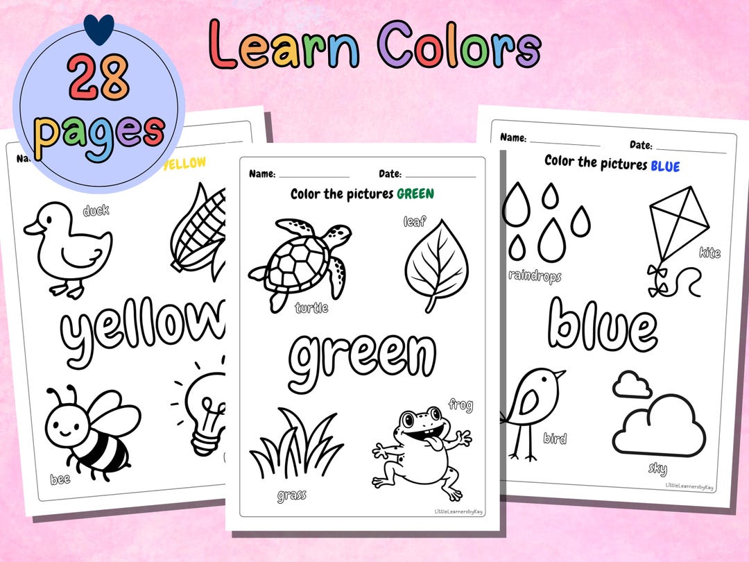 Preschool Color Learning Worksheets, Toddler Coloring Activities, Early ...
