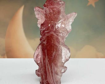 2.3‘’ Hand Carved Crystal Angel Figurine | Natural Gemstone Angel Statue | Healing Protection Spiritual Decor