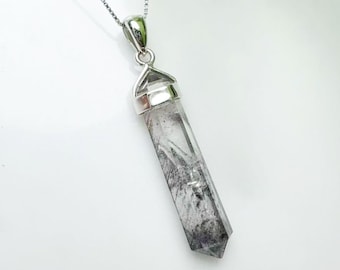 Herkimer Diamant Doppelspitze Anhänger | Natürliche Kristall Halskette | Handgemachter Boho Energie Schmuck