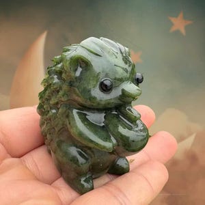 手彫りの水晶ハリネズミの置物：天然石の動物彫刻 3x2x2インチ - Etsy 日本