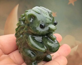 手彫りの水晶ハリネズミの置物：天然石の動物彫刻 3x2x2インチ - Etsy 日本