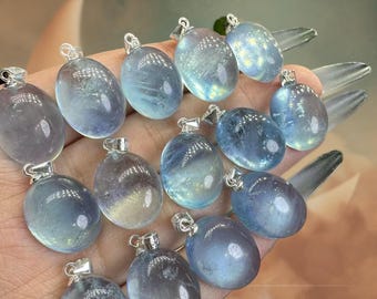 Natural Aquamarine Pendant with 925 Silver | Healing Crystal Jewelry Gift