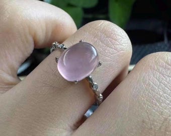 Natural Rose Quartz Ring | 6x10mm Gemstone | Copper Setting Love Jewelry