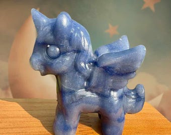 2.3‘’Crystal Winged Unicorn Carving | Hand Carved Pegasus Unicorn Figurine | Healing Crystal Fantasy Decor Gift