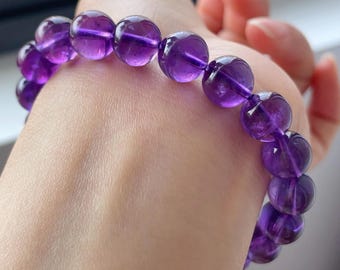 Natural Amethyst Bracelet, Spiritual Healing Crystal Jewelry, Meditation Gemstone Bead Bracelet, Handmade Energy Gift
