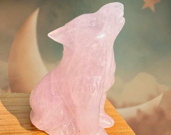 Figura de lobo aullando de cristal de 2,7 pulgadas, tallada a mano, tótem espiritual, decoración animal de cristal curativo