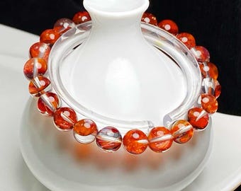 8 mm ファイアークォーツブレスレット: レッドヘマトイド 8 mm ファイアークォーツブレスレット: レッドヘマトイド