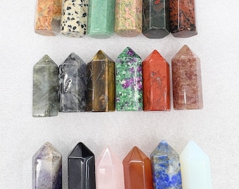 Crystal Point Tower: Black Obsidian, Amethyst, Tiger's Eye, Labradorite