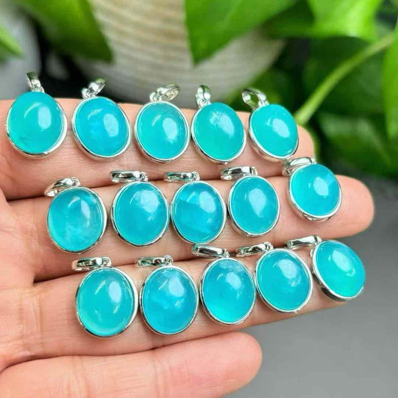 Natural Amazonite Pendant Copper Setting | Amazonite Crystal | Gemstone Necklace Charm | Healing Crystal Jewelry image 2