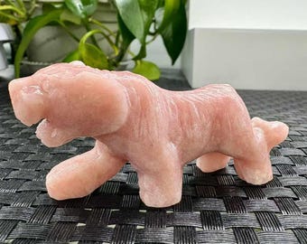 3.1‘’Hand Carved Crystal Tiger Figurine | Natural Gemstone Tiger Sculpture | Strength Courage Spirit Animal Decor Gift