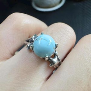 Sterling Silver Turquoise Ring: Adjustable Boho Gemstone Jewelry