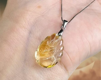 Citrine Nine-Tailed Fox Pendant: Sterling Silver Necklace, Healing Crystal Jewelry