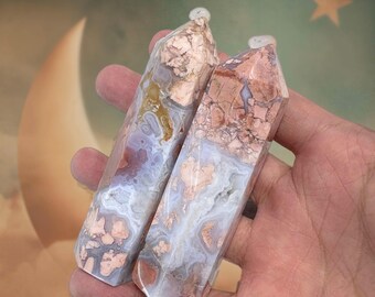 Cherry Blossom Agate Tower | Natural Pink Flower Agate | Healing & Growth Energy Crystal