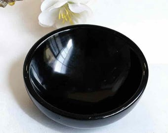 Natürliche Obsidian Kristallschale | Handgeschnitzte Energie-Reinigungsschale