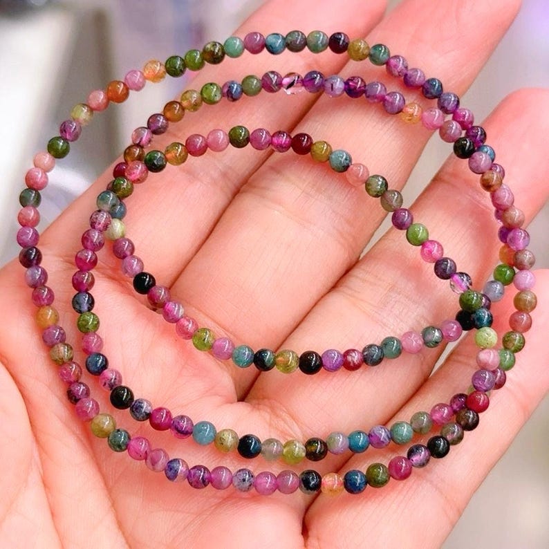 Brazil Tourmaline Triple Wrap Bracelet – Natural Gemstone, Energy Healing, Gift for Her image 1