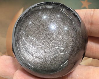 Natural Silver Obsidian Sphere – Hand Polished Crystal Ball for Protection, Clarity and Healing