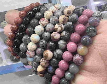 Natural Crystal Gemstone Bracelet: Gold Sandstone, Bloodstone, Healing Jewelry