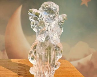 2.3‘’Crystal Angel Carving | Hand Carved Guardian Angel Figurine | Healing Crystal Spiritual Decor Gift