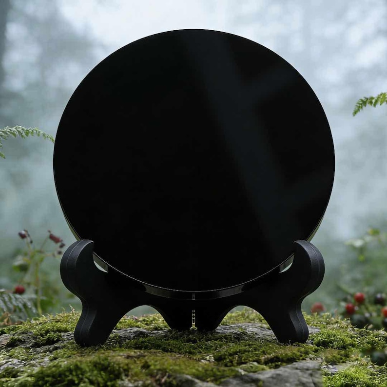 Obsidian Scrying Mirror | Witch Gazing Mirror | Ritual Divination & Crystal Magic image 3