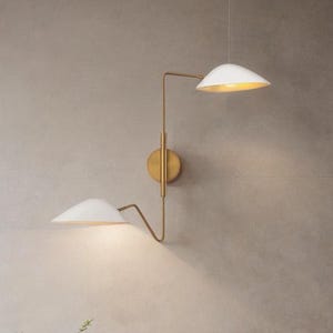 Modern Brass Wall Sconce Adjustable Mid Century Modern Wall Lamp | Minimalist Bedroom or Living Room Lighting | Designer Wall Fixture