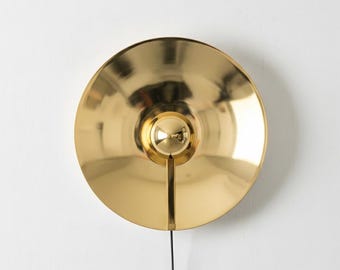 Handmade Brass Disc Wall Sconce - Minimalist Gold Accent Lighting, 12 Inch