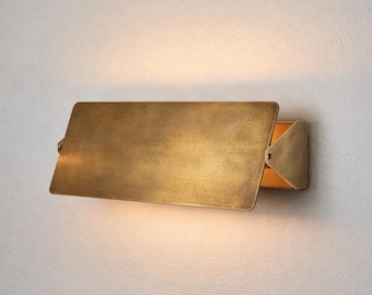 Handmade Solid Brass Wall Sconce, Modern Geometric Adjustable Lamp, Industrial Bedside Light