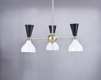Handmade Mid Century Modern Brass Chandelier: Sputnik Cone Lamp