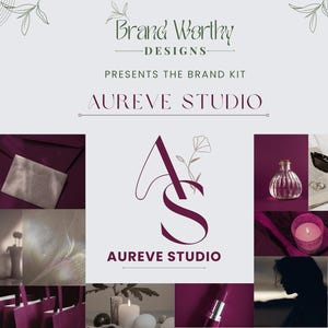 Aureve Studio Brand Kit – Canva Logo Templates, Business Branding Kit, Editable Social Media Templates, Color Palette, Fonts, Minimal Design