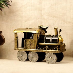 Vintage Iron Train Engine | Handcrafted Metal Locomotive Decor | Industrial Style Gift