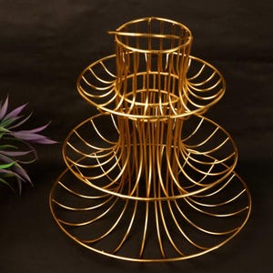 Gold Metal Fruit Stand | 3 Tiered Fruit Basket | Iron Countertop Organizer | Modern Kitchen Decor | Housewarming Gift